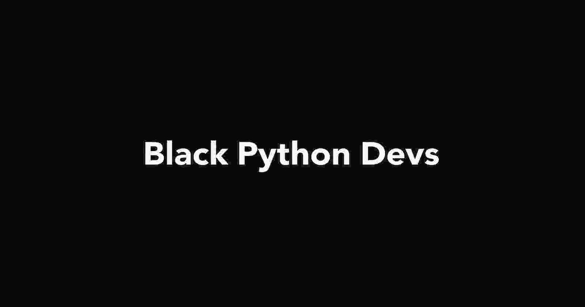 Cover image showing the words “Black Python Devs” in bold text.